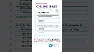 BMC JE SE Civil - IMP Questions for Civil | Join Telegram for Updates  | Part - 5 |  @mygovtrack