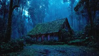 🌧️ Heavy Rain & Thunder Sounds Live at Forest Cabin | Deep Sleep & Insomnia Relief