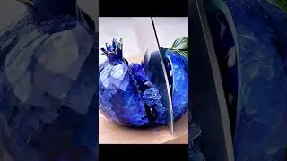 Sapphire Pomegranate ASMR 💎 Crystal Cutting & Blue Gem Seeds #asmr #oddlysatisfying #crushingtime