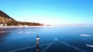 Relaxing Ice Skating Sounds at a Frozen Lake with Gentle Wind & Background Chatter: Nature Sounds