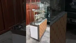 Bain Marie Food Display Frameless Full Kaca with Neon Box Custom