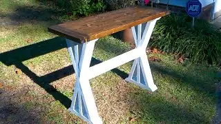 Farm House X-Leg entry table. Wood working ideas, unique and interesting . Easy DIY Table.