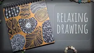 Relaxing drawing in gold and white | metallic markers on black | simple drawing