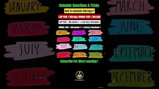Math Reasoning | CALENDAR | Questions | Tricks | Coding-Decoding #ssc #exam #maths #tricks #new #ai