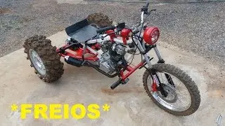Triciclo Cross Motor de moto 125cc caseiro  Sistema de transmissão e freio Paulo Mootores
