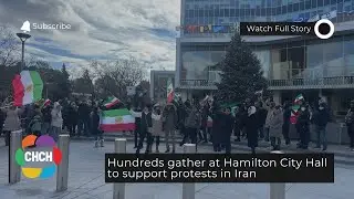 Сотни людей собрались у здания мэрии Гамильтона, чтобы поддержать протесты в Иране.