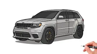 How to draw a JEEP GRAND CHEROKEE TRACKHAWK 2018 / drawing jeep srt trackhawk 2019
