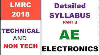 LMRC ELECRONICS SYLLABUS assistant manager ||| LMRC 2018 full detailed syllabus video series