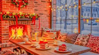 Snowy Window Caf&eacute; Atmosphere ❄️ Hot Coffee, Books & Relaxing Jazz Music
