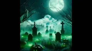 Spooky cemetery 🪦 with pumpkins and scary music 