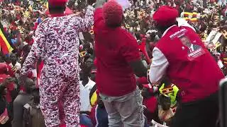 HAPPINESS AS PEOPLE WELCOME H.E BOBI WINE IN GOMBA DISTRICT CAMPAIGN RALLY.
