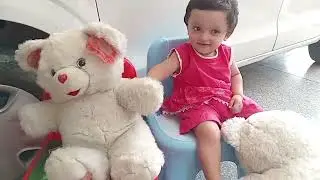 Playing with my daughter|viral cute baby playtime with teddy bear|anabia fun and play with toy