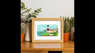 Create Colorful Coastal Landscape Wall Art with this Cross Stitch Pattern #crossstitch #coastal