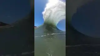 Massive Shorebreak Wave Barrels Over Swimmers #ocean