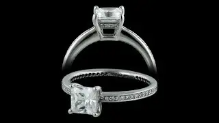 RITANI PLATINUM MICRO PAVE ENGAGEMENT RING w/ CZ CENTER - 06QQ1