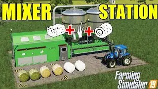 Farming Simulator 19 : FERMENTER SILO : MIXER STATION !! GRASS + STRAW + SILAGE = COW'S FOOD :)