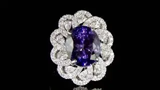 18K WHITE GOLD 8.42CT OVAL CUT TANZANITE & DIAMOND RING. Ref. 301 321