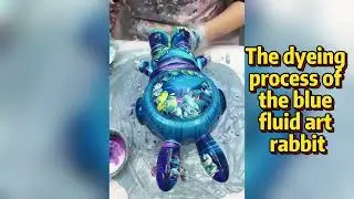 The Dyeing Process Of The Blue Fluid Art Rabbit｜#fluid #fluidadinamis #fluidart #rabbit #cute #blue