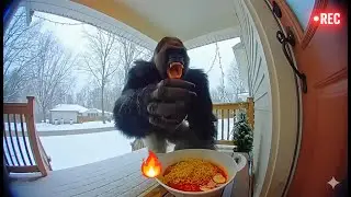 Big Animals🦍Reacting to Spicy Noodles on Ring Cam🌶️Funny CCTV Compilation