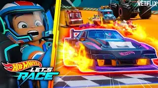 Os Pilotos Hot Wheels Trabalham Juntos para Ganhar o Volante Dourado! | Hot Wheels Let's Race