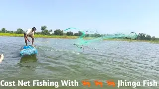 Cast net fishing videos with jhinga fish #फिशिंग 
