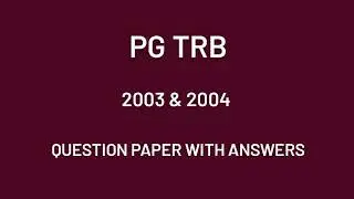 PG TRB Tamil Question and Answers 2003 2004