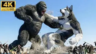 KING KONG vs GIANT HUSKY | Epic Animation Action Battle