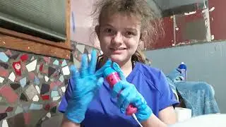 I'm wearing my blue gloves