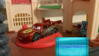 Mattel Disney/Pixar Cars Toon 2010 Tokyo Mater Metallic Dragon Lightning McQueen с масляными пятнами