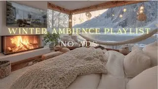 Winter Bedroom Sanctuary | Fireplace Warmth, Hammock & Serene Snow Outside
