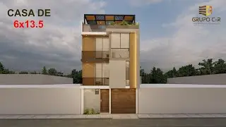 PLANO DE 6x13.5 - HERMOSA CASA EN 81 m&sup2; / HOUSE DESIGN 6x13.5 / TINY HOUSE