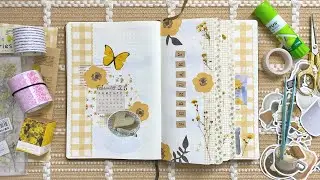 February 2025 Bullet Journal Setup : Yellow theme 💛 [Sped up]