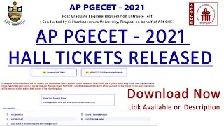 AP PGECET - 2021|  Hall Tickets Are Released | PGECET Updates 2021
