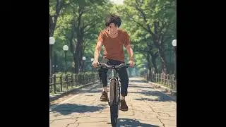 Anime biking in japanese park