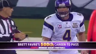 Brett Favre reaches 70,000 pass yards, throws 500th NFL TD pass | October 11, 2010 | Vikings @ Jets