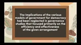 Governance and development : Cultural theory, democratic and Legal theories. ( G6)