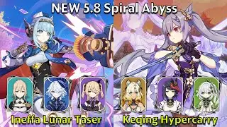 C0 Ineffa Lunar Taser & C4 Keqing Hypercarry - Genshin Impact NEW 5.8 Spiral Abyss Full Clear