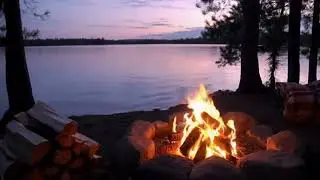 ASMR Lakeside Campfire | Crackling Fire, Water Sounds & Night Ambience