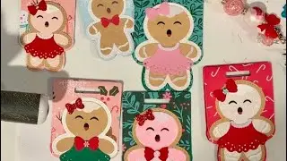 Playing w/ Scrap Diva Gingerbread Bag Topper Dies + DCWV Airmail Assembled Cards & Tags 🎄🎅🏼🩷