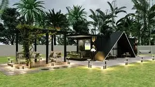 Stylish Compact Container Home with A-Frame Roof | Tropical Airbnb Retreat