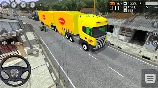 EXTREME SCANIA DOUBLE TRAILER TRUCK DRIVING ON DANGEROUS MOUNTAIN SINGLE ROAD | BUS SIMULATOR 