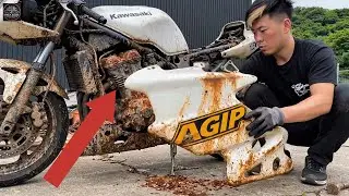 ASMR Motorcycle Restoration | Found a $10 Abandoned Kawasaki and Rebuilt It from Scrap to Like New
