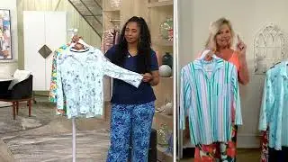 Cuddl Duds Cotton Core Notch Collar Vacation Button Up on QVC