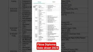 #fbise #datesheet #diploma #2024 #youtubeshorts