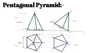 Pentagonal Pyramid ll Projection of Solid ll Engineering Graphics ll B.Tech. All Branches