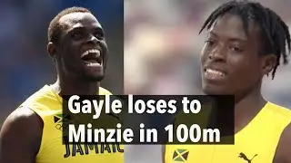 Tajay Gayle loses to Jevaughn Minzie in 100m at John Wolmer Speedfest