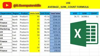 Sum formula in Excel | Everage Formula in Excel | Count formula in Excel| How to use excel formulas