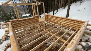 Установка балок пола &mdash; сборка бревенчатого дома Butt and Pass