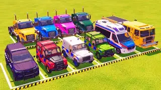 VUS GAME - TRANSPORTING POLICE CARS, FIRE DEPARTMENT, AMBULANCE VEHICLES WITH TRUCKS - FS22 #303