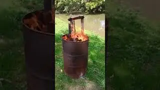 Cleaning up around the mini farm burning trash and scrap pieces of wood